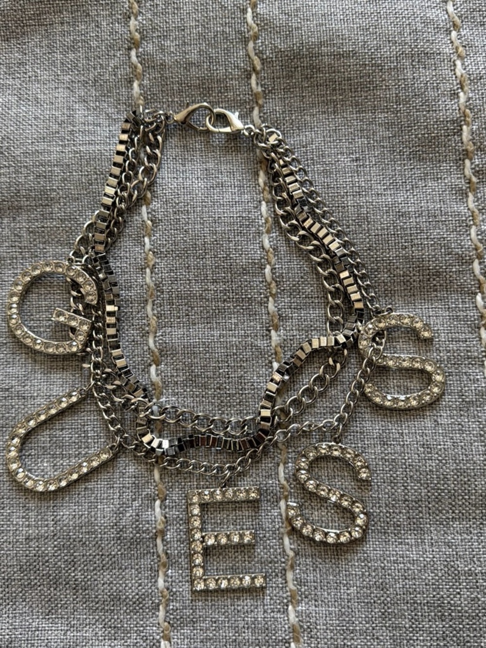 Guess Crystal Letter Charm Multi-Chain necklace - Silver
